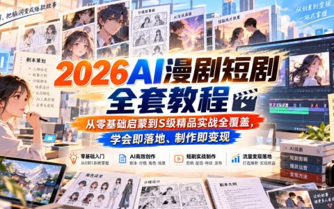 AI漫剧短剧全套教程，从零基础启蒙到S级精品实战全覆盖，学会即落地、制作即变现
